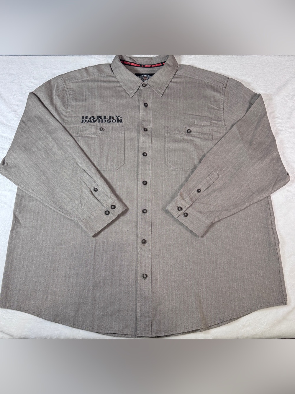 Harley-Davidson Men’s 3XL Gray Motorcycle Biker Button Up Shirt